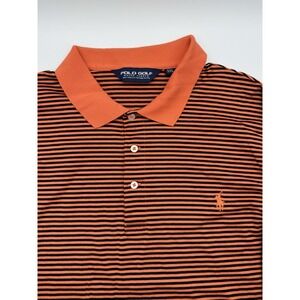 Ralph Lauren Polo Golf Shirt Adult XXL Black Orange Stripes Mens 100% Cotton